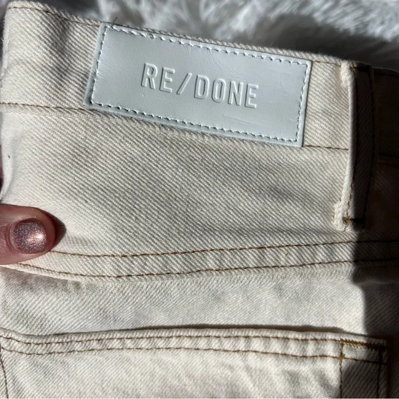RE/DONE Womens Original 70s Pocket Wide Leg Jeans 27 Cream Rinsed Birch NWOT